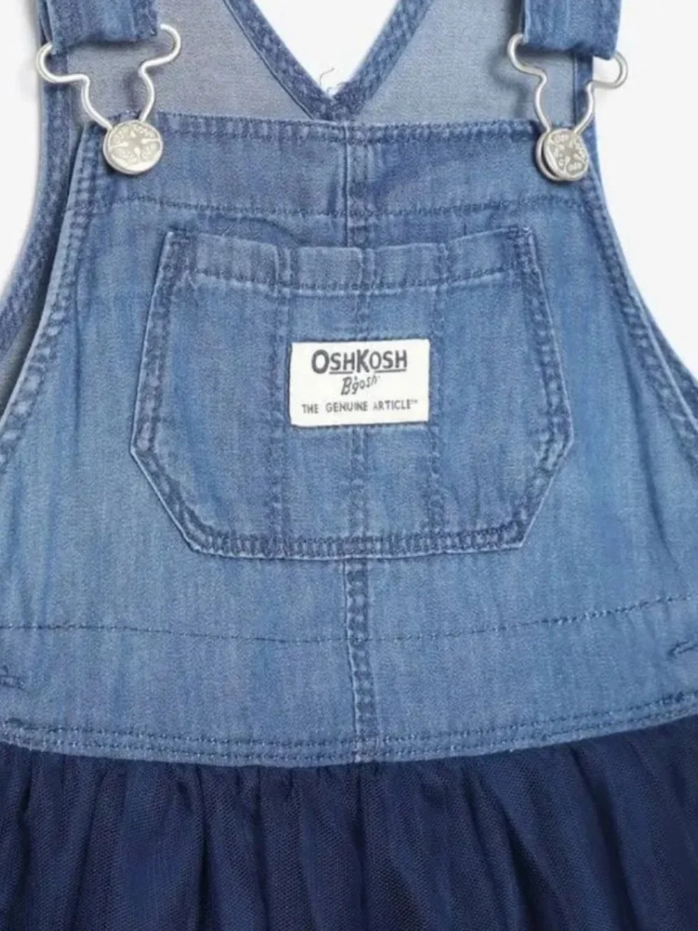 OshKosh B'gosh Navy Denim Tulle Overall Dress